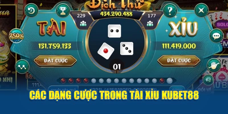 Các dạng cược trong tài xỉu Kubet88